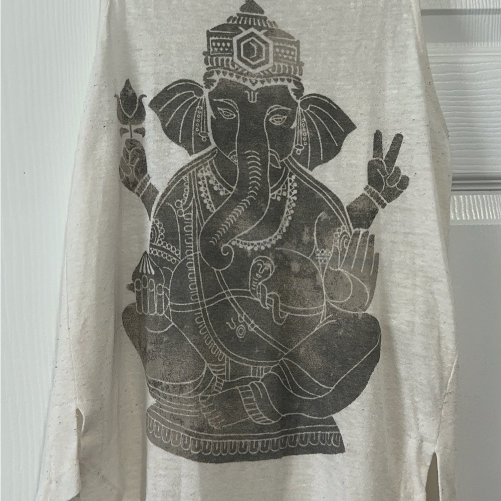 Cream Long Sleeve Top with Elephant Design